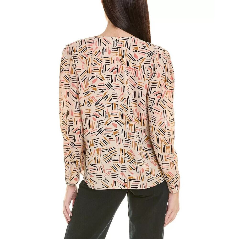 Cabi Marni Blouse Abstract Print Chiffon Deep V Crossover Top 4162 Size Large - Picture 10 of 14